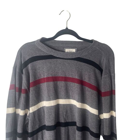 Old Navy Men's Size XXL Gray Striped Crew Neck Long Sleeve Henley Sweater - Picture 2 of 8